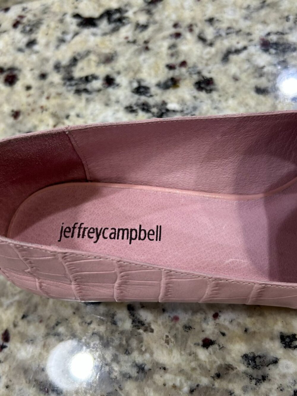 Jeffrey Campbell Pink Croc Loafers with Round Wooden Heel - Picture 5 of 12